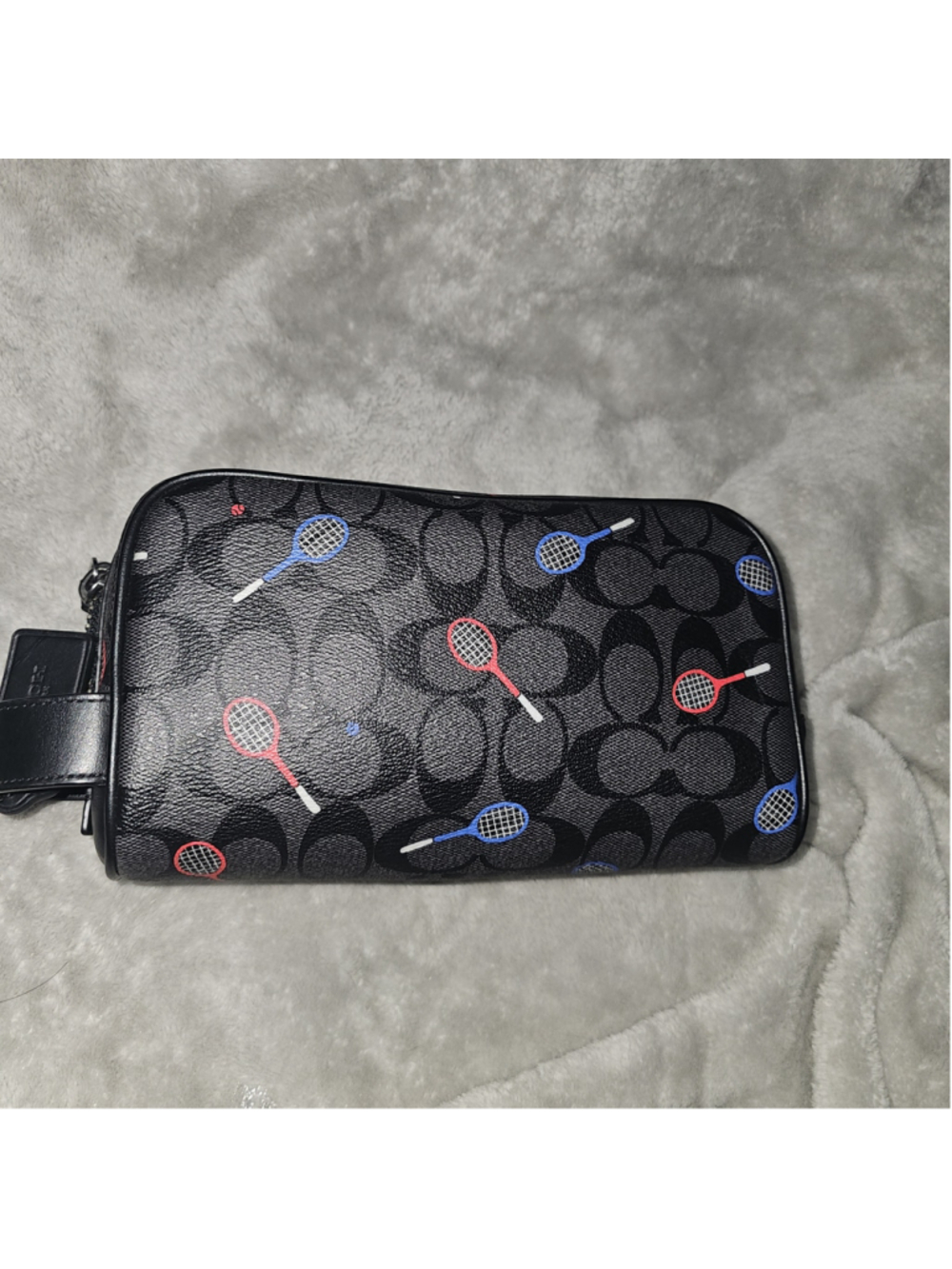 Men's Coach Toiletry Bag One Size Black Red Tennis Print